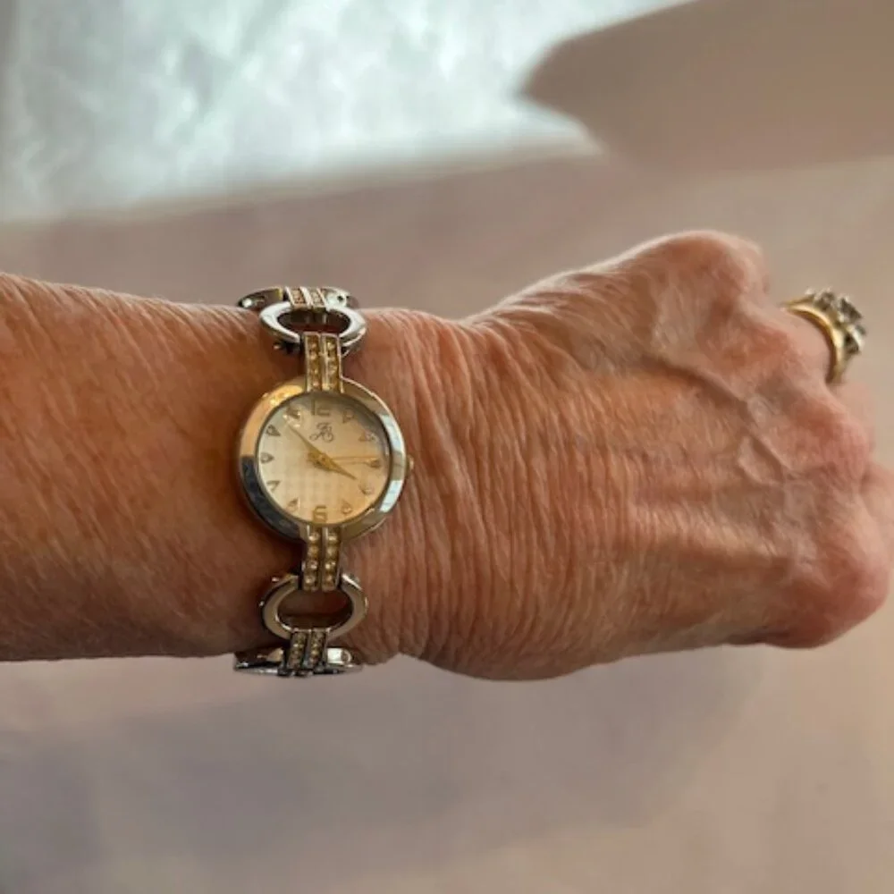 VINTAGE | Silver-Tone Bracelet Watch with Rhinestones-NEW Battery